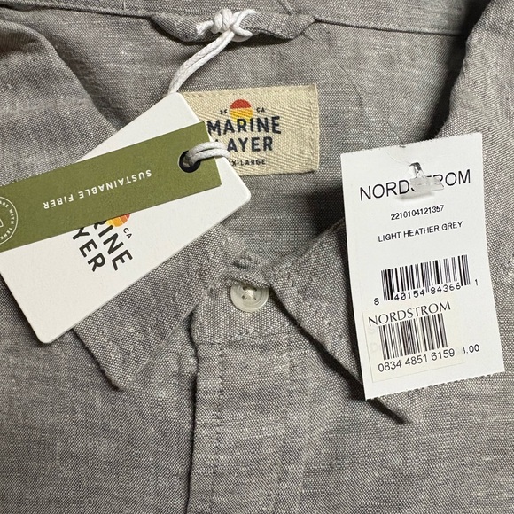 NWT Marine Layer Button Down Short Sleeve Shirt Heather Grey Men’s Size XXL - Picture 4 of 7
